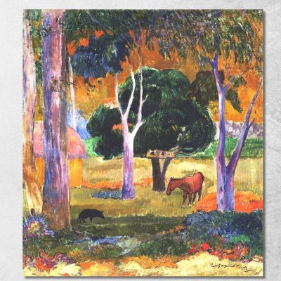 Paesaggio Con Un Maiale E Un Cavallo Hiva Oa Paul Gauguin pgg51 quadro stampa su tela