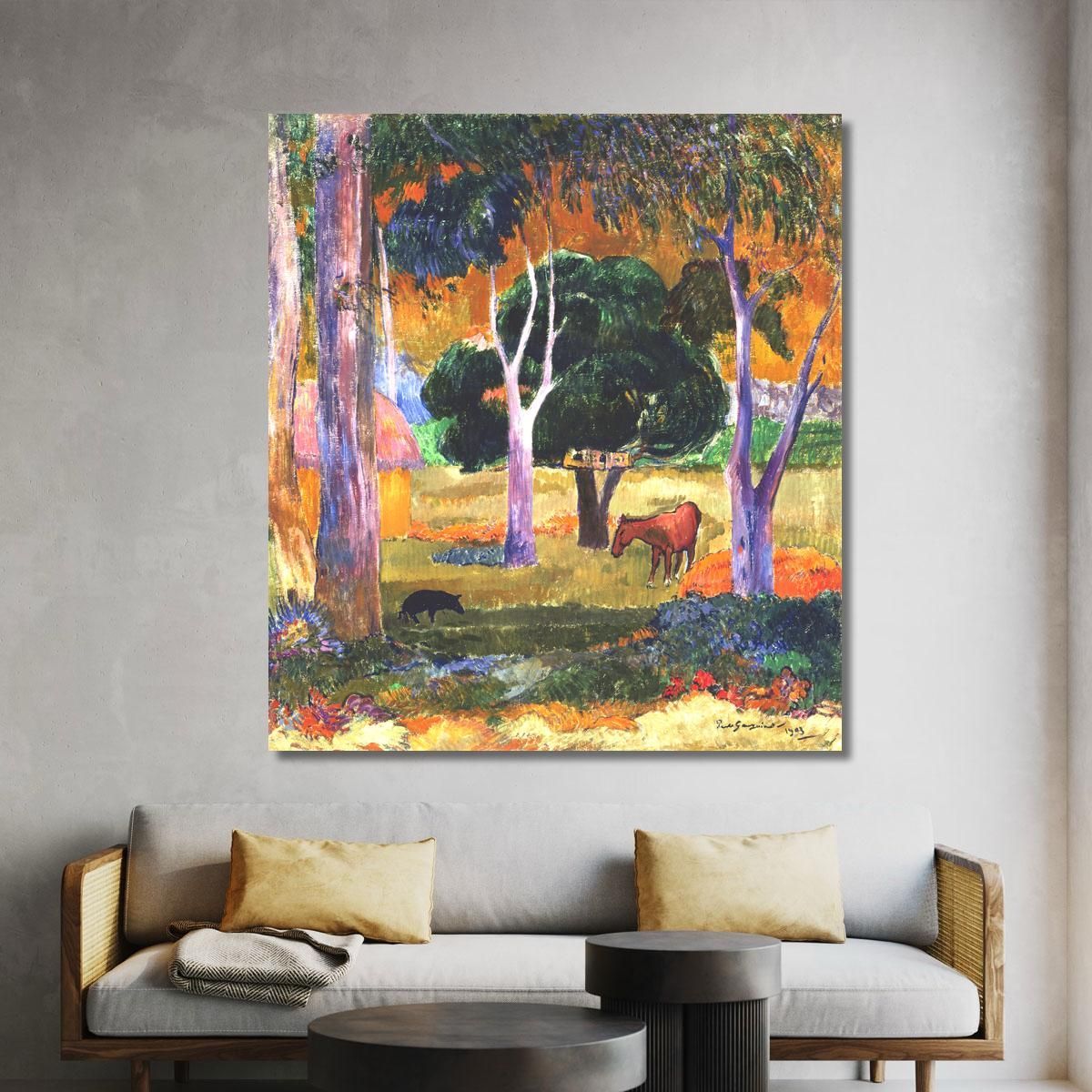 Paesaggio Con Un Maiale E Un Cavallo Hiva Oa Paul Gauguin pgg51 quadro stampa su tela