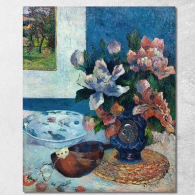 Natura Morta Con Peonie Cinesi E Mandolino Paul Gauguin pgg67 quadro stampa su tela