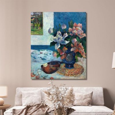 Natura Morta Con Peonie Cinesi E Mandolino Paul Gauguin pgg67 quadro stampa su tela