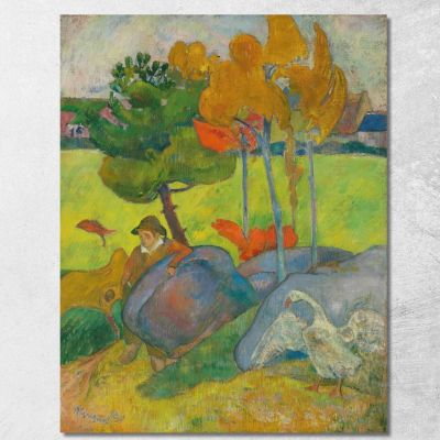 Piccolo Bretone Con L--Oca Paul Gauguin pgg80 quadro stampa su tela