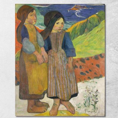 Due Ragazze Bretoni In Riva Al Mare Paul Gauguin pgg148 quadro stampa su tela