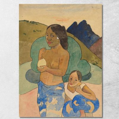 Due Donne Tahitiane In Un Paesaggio Paul Gauguin pgg149 quadro stampa su tela