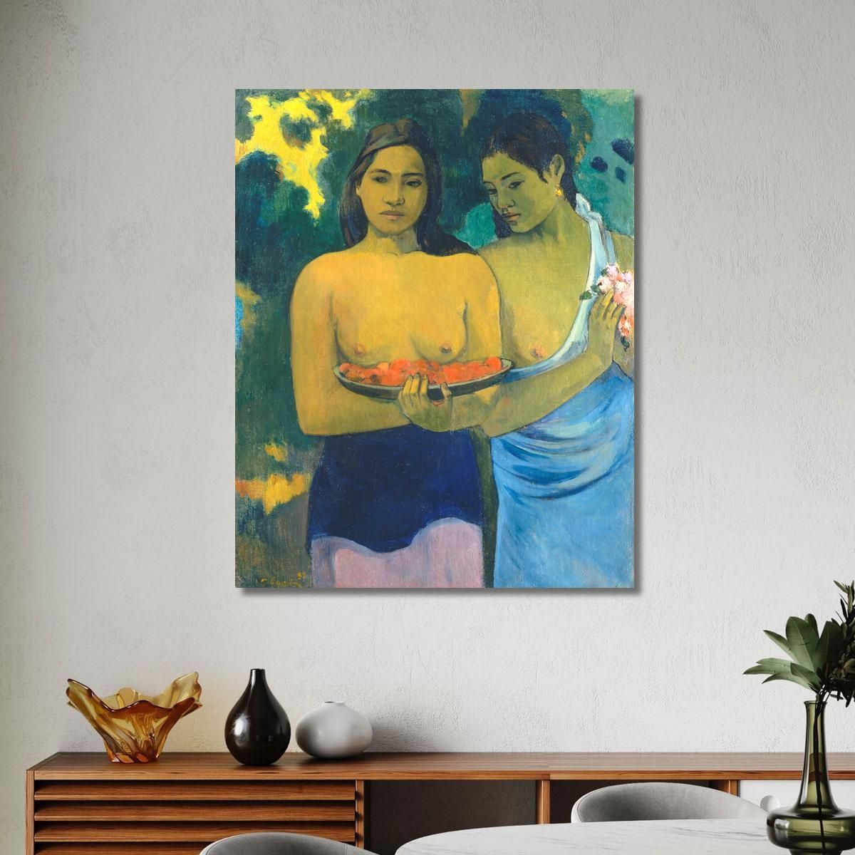 Due Donne Tahitiane Paul Gauguin pgg150 quadro stampa su tela