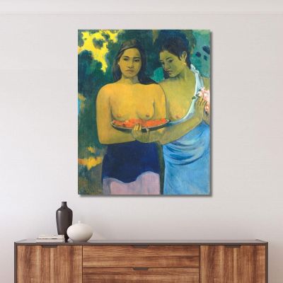 Due Donne Tahitiane Paul Gauguin pgg150 quadro stampa su tela