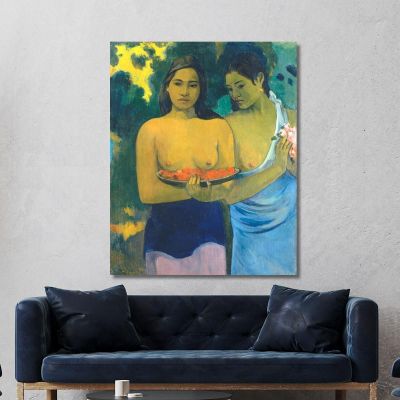 Due Donne Tahitiane Paul Gauguin pgg150 quadro stampa su tela