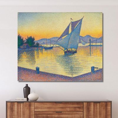 Il Porto Al Tramonto Opus 236 Saint-Tropez Paul Signac psn48 quadro stampa su tela