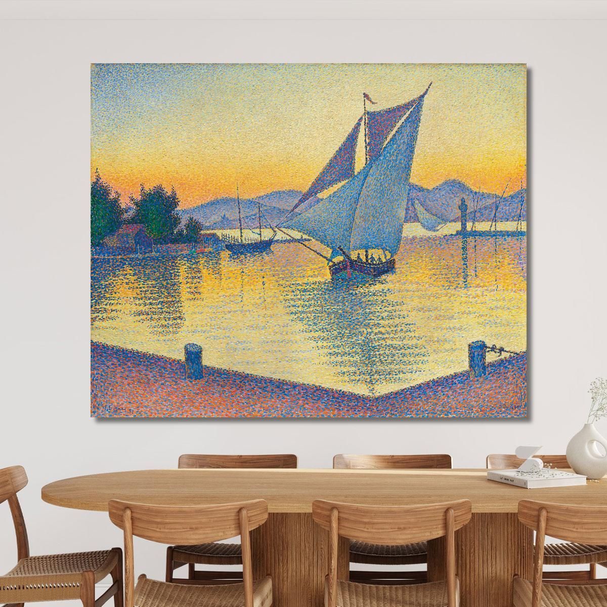 Il Porto Al Tramonto Opus 236 Saint-Tropez Paul Signac psn48 quadro stampa su tela