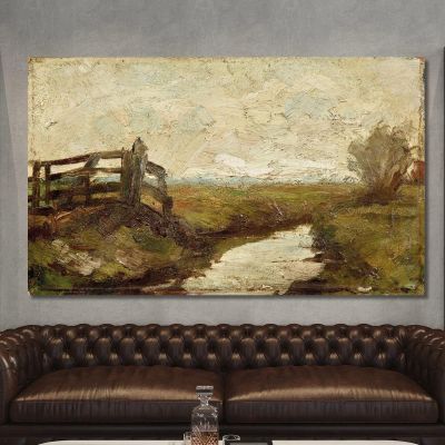 Bewässerungsgraben Mit Holztor Links Piet Mondrian, pmn47 drucken auf leinwand