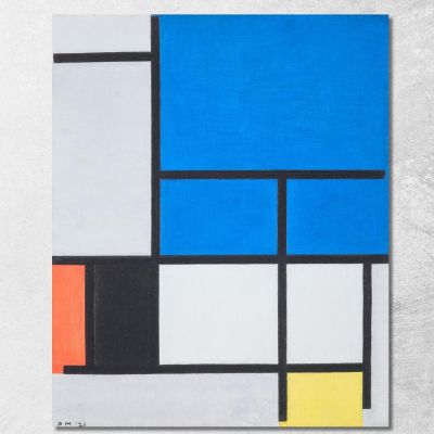 Composizione Con Grande Piano Blu Rosso Nero Giallo E Grigio Piet Mondrian pmn60 quadro stampa su tela