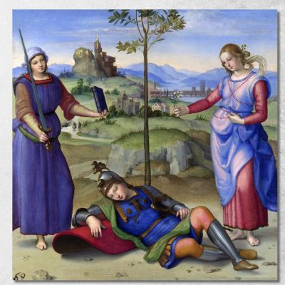 Una Visione Allegorica Di Un Cavaliere Raffaello Sanzio rph1 quadro stampa su tela