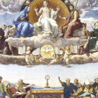 Disputa Del Santissimo Sacramento Raffaello Sanzio rph9 quadro stampa su tela