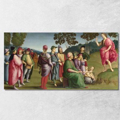 La Predicazione Di San Giovanni Battista Raffaello Sanzio rph31 quadro stampa su tela