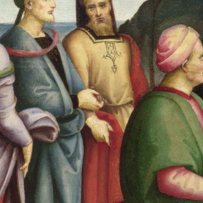 La Predicazione Di San Giovanni Battista Raffaello Sanzio rph31 quadro stampa su tela