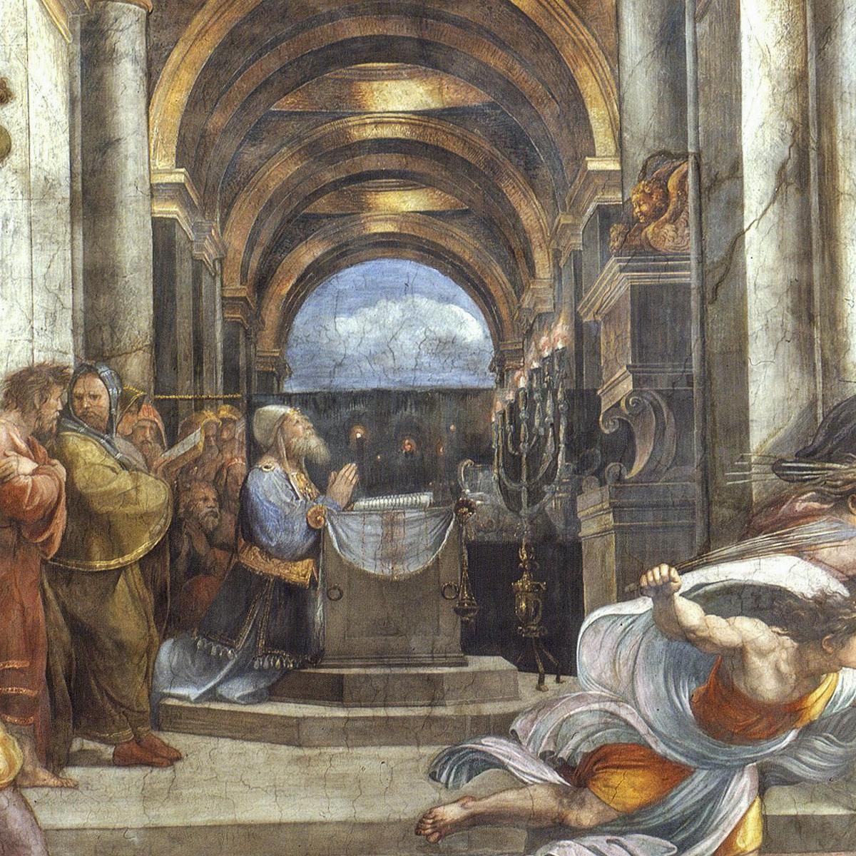 La Cacciata Di Eliodoro Dal Tempio Raffaello Sanzio rph40 quadro stampa su tela