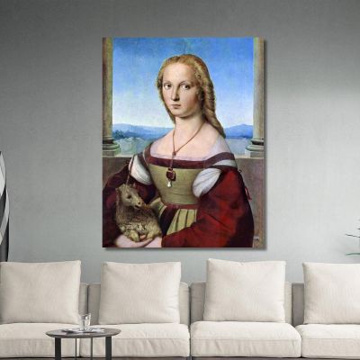 Giovane Donna Con Unicorno Raffaello Sanzio rph50 quadro stampa su tela