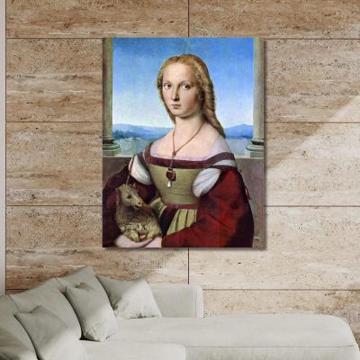 Giovane Donna Con Unicorno Raffaello Sanzio rph50 quadro stampa su tela