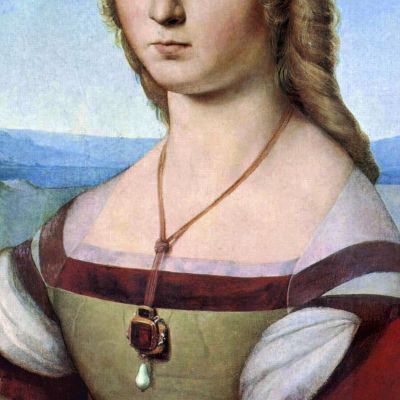 Giovane Donna Con Unicorno Raffaello Sanzio rph50 quadro stampa su tela