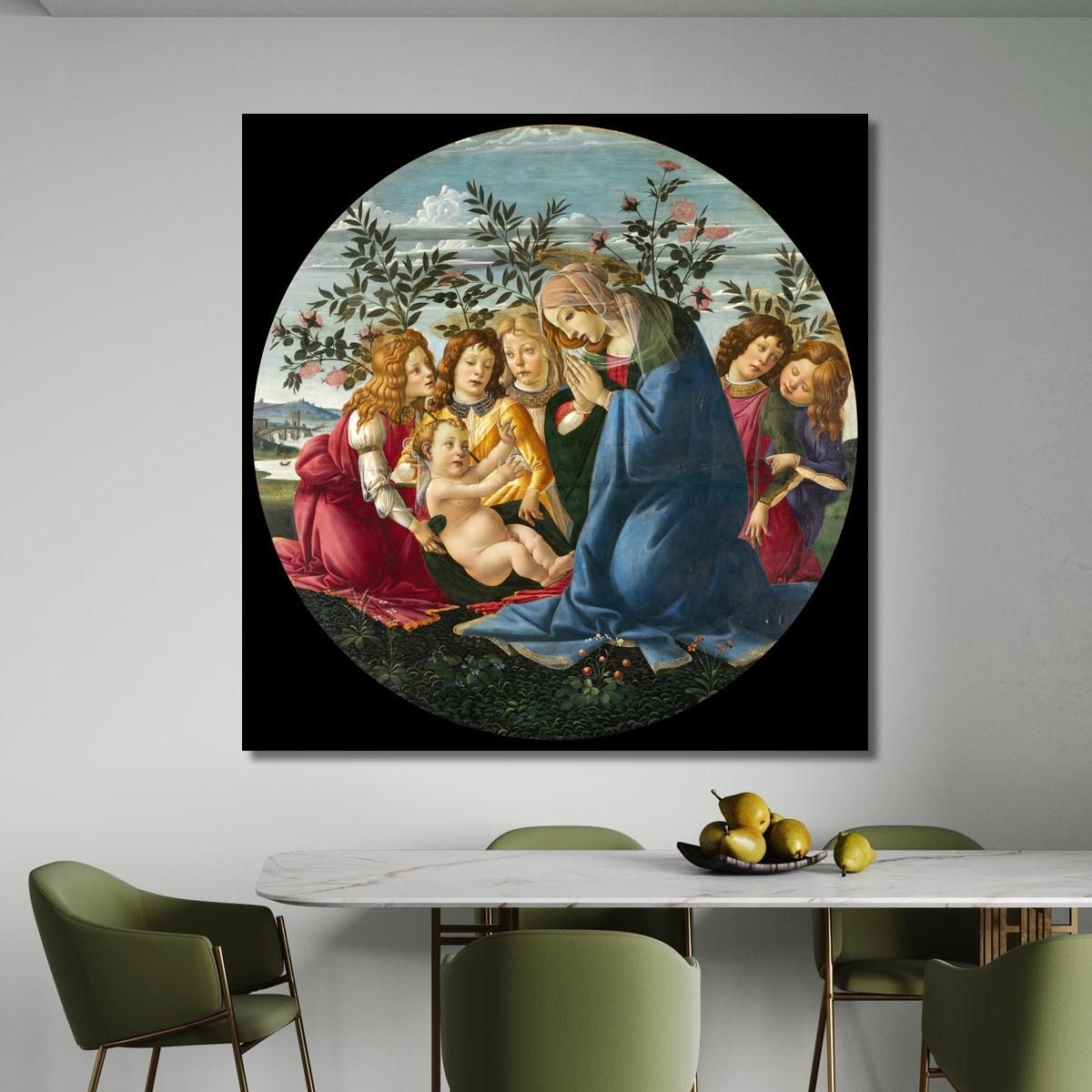 Madonna Adorante Il Bambino Con Cinque Angeli Sandro Botticelli sbt18 quadro stampa su tela