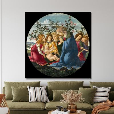 Madonna Adorante Il Bambino Con Cinque Angeli Sandro Botticelli sbt18 quadro stampa su tela