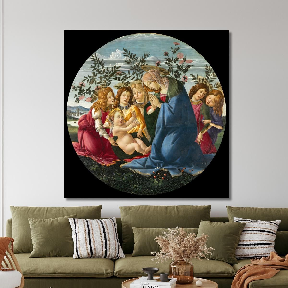 Madonna Adorante Il Bambino Con Cinque Angeli Sandro Botticelli sbt18 quadro stampa su tela