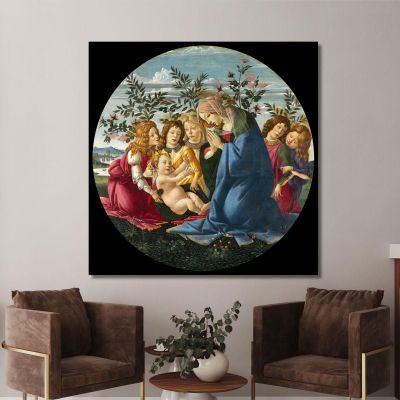 Madonna Adorante Il Bambino Con Cinque Angeli Sandro Botticelli sbt18 quadro stampa su tela