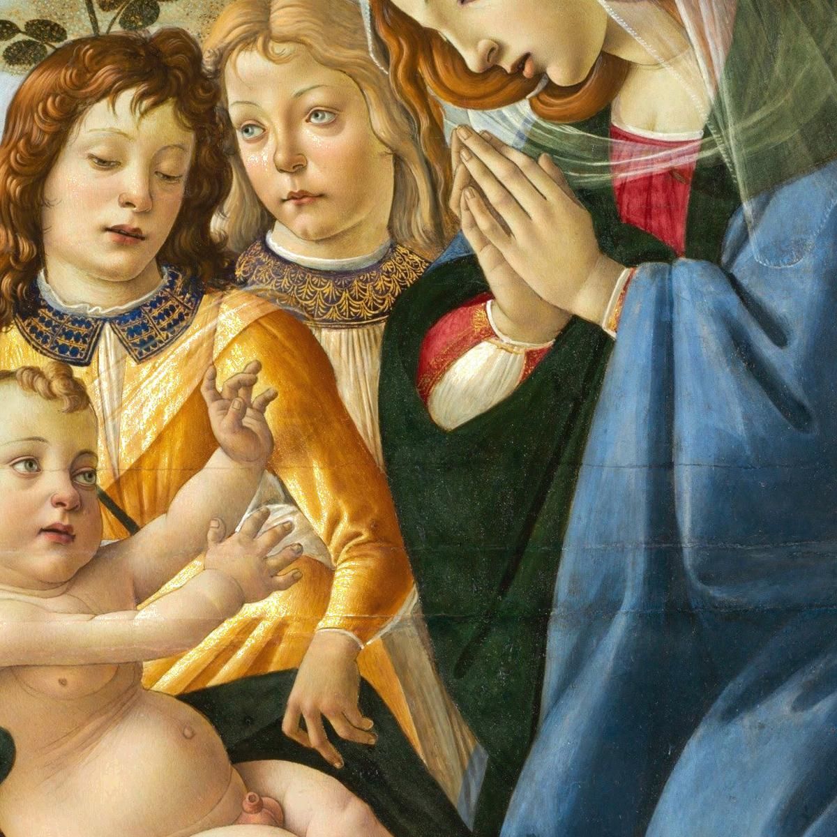 Madonna Adorante Il Bambino Con Cinque Angeli Sandro Botticelli sbt18 quadro stampa su tela