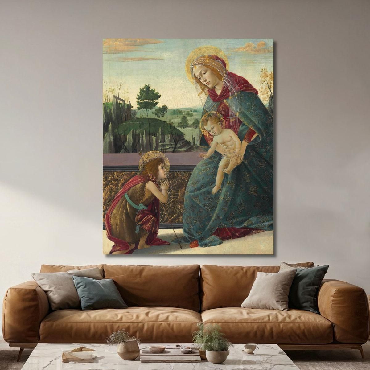 Madonna Col Bambino E San Giovanni Battista Sandro Botticelli sbt20 quadro stampa su tela