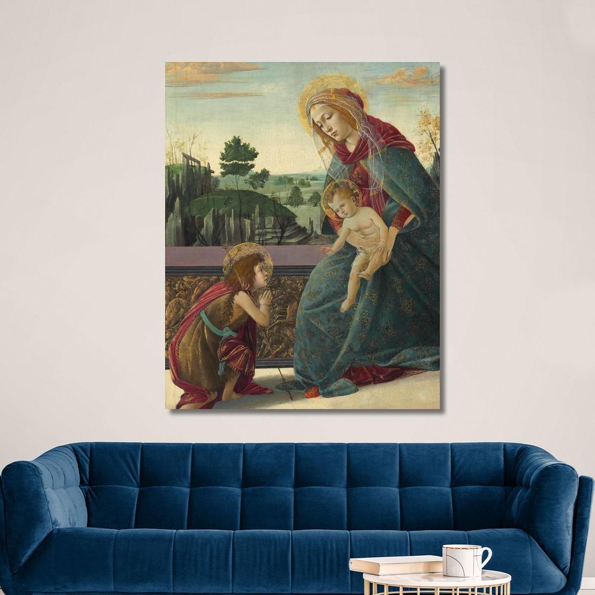 Madonna Col Bambino E San Giovanni Battista Sandro Botticelli sbt20 quadro stampa su tela