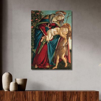 Madonna Col Bambino E San Giovannino Sandro Botticelli sbt22 quadro stampa su tela