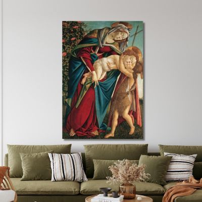 Madonna Col Bambino E San Giovannino Sandro Botticelli sbt22 quadro stampa su tela