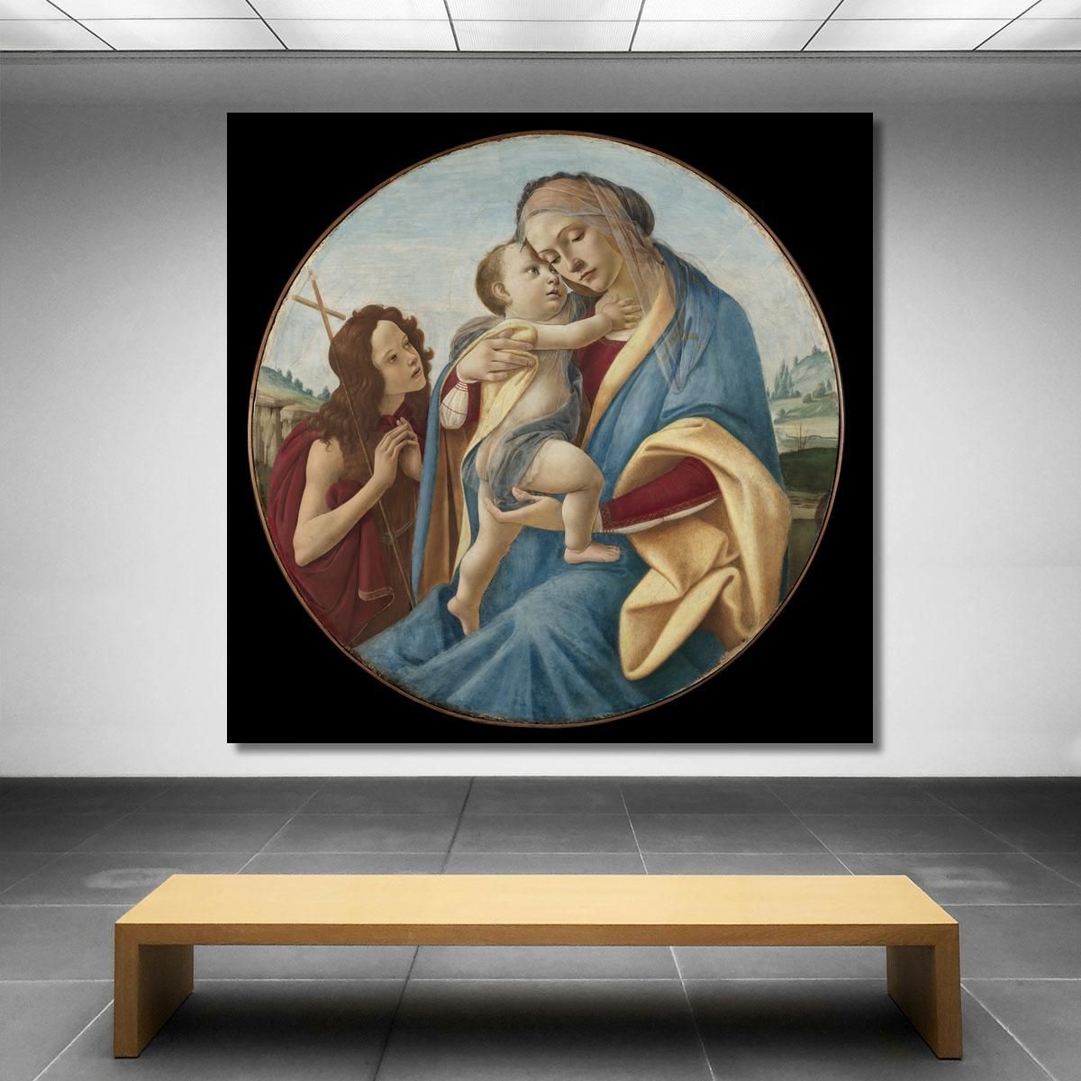 Madonna Col Bambino E San Giovanni Battista Sandro Botticelli sbt46 quadro stampa su tela