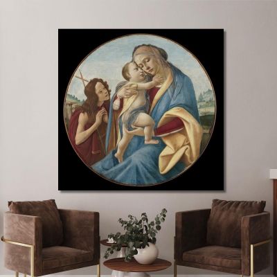 Madonna Col Bambino E San Giovanni Battista Sandro Botticelli sbt46 quadro stampa su tela