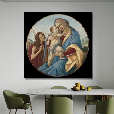 Madonna Col Bambino E San Giovanni Battista Sandro Botticelli sbt46 quadro stampa su tela