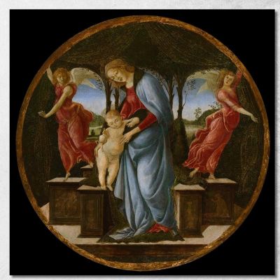 Madonna Col Bambino E Due Angeli Sandro Botticelli sbt47 quadro stampa su tela