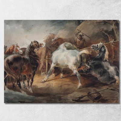 Cavalli Da Combattimento Théodore Géricault tgr14 quadro stampa su tela