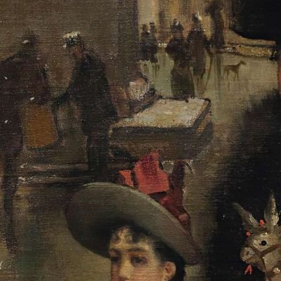 Piazza Santa Trinità Florence Vittorio Matteo Corcos vmc20 quadro stampa su tela