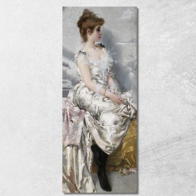 Ritratto Di Giovane Donna In Abito Bianco Con Fiori Vittorio Matteo Corcos vmc31 quadro stampa su tela