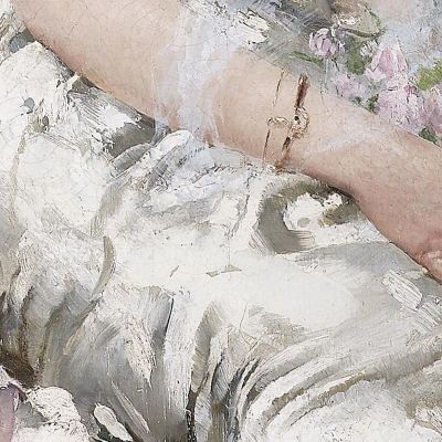 Ritratto Di Giovane Donna In Abito Bianco Con Fiori Vittorio Matteo Corcos vmc31 quadro stampa su tela