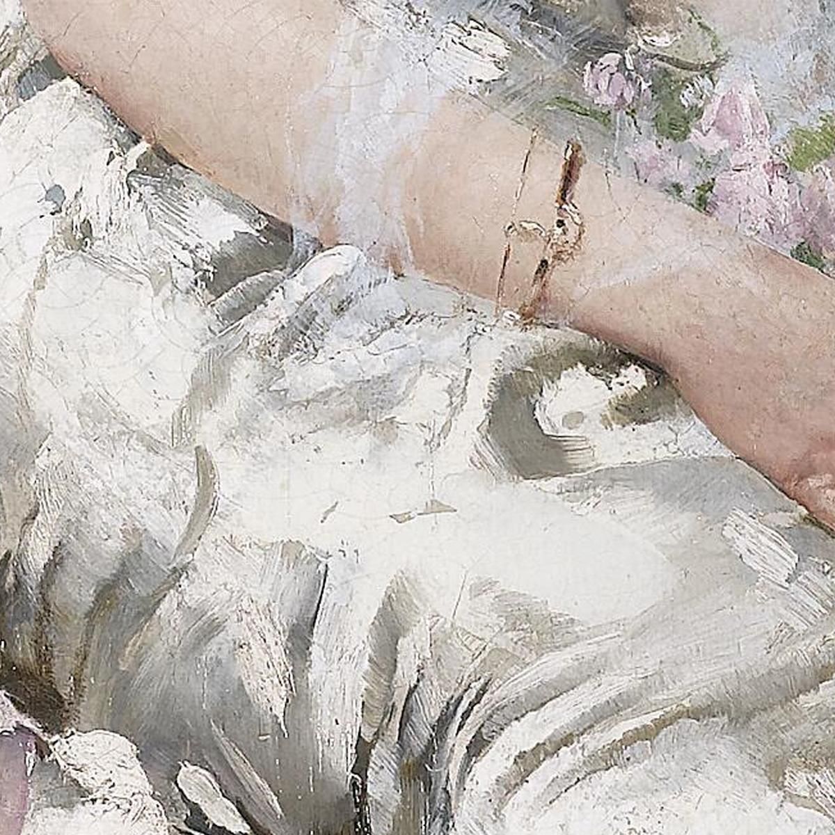 Ritratto Di Giovane Donna In Abito Bianco Con Fiori Vittorio Matteo Corcos vmc31 quadro stampa su tela