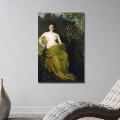 Donna Nuda Seduta. Figura Semi-Drappeggiata Abbott Handerson Thayer aht20 quadro stampa su tela