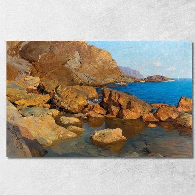 Costa Rocciosa Vicino A Nervi Nel Sole Della Sera Alfred Zoff azf34 quadro stampa su tela