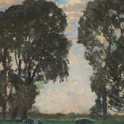 Pascolo Per Bestiame Langenpreising Con Grandi Alberi Alfred Zoff azf46 quadro stampa su tela