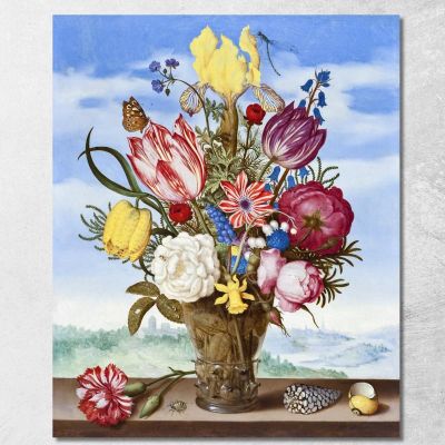 Mazzo Di Fiori Su Una Sporgenza 1619 Ambrosius Bosschaert abc1 quadro stampa su tela