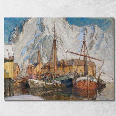 Il Porto Di Svolvaer Lofoten Anna Boberg abb46 quadro stampa su tela