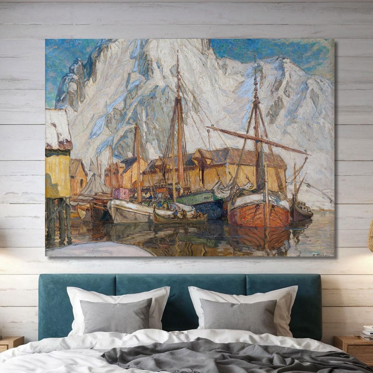 Il Porto Di Svolvaer Lofoten Anna Boberg abb46 quadro stampa su tela