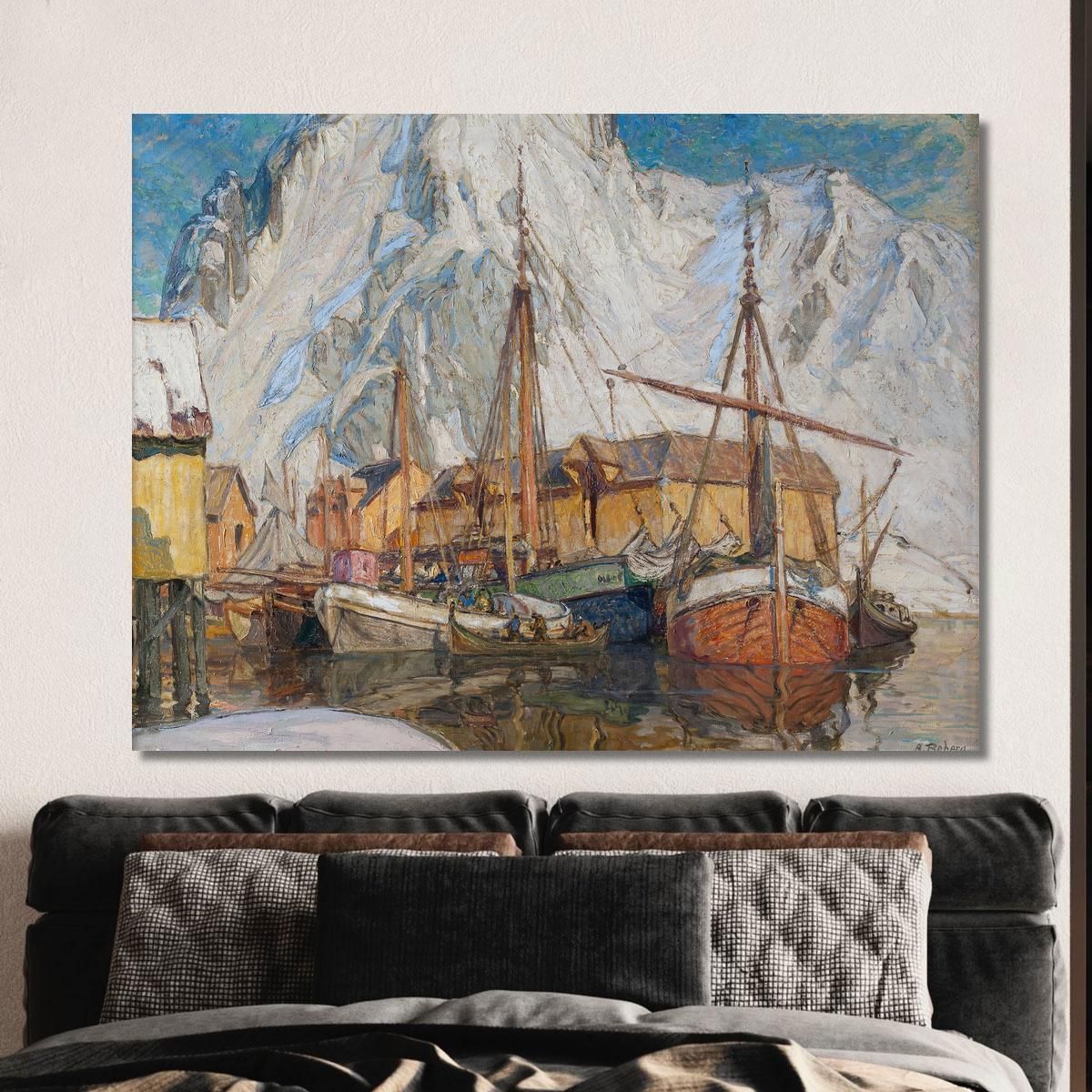 Il Porto Di Svolvaer Lofoten Anna Boberg abb46 quadro stampa su tela