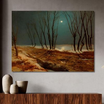 Paesaggio Invernale Al Chiaro Di Luna Carl Blechen cbc10 quadro stampa su tela