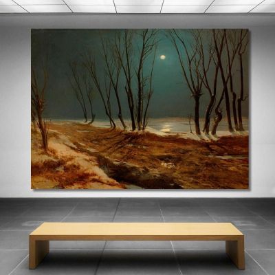 Paesaggio Invernale Al Chiaro Di Luna Carl Blechen cbc10 quadro stampa su tela