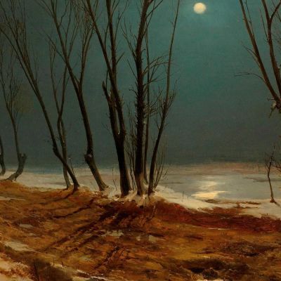 Paesaggio Invernale Al Chiaro Di Luna Carl Blechen cbc10 quadro stampa su tela